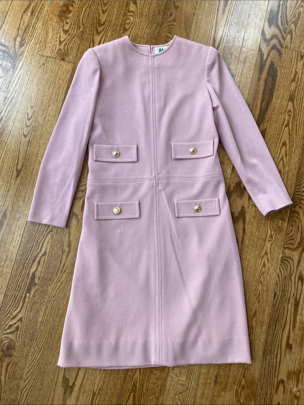 Vintage Helga powder pink Jackie O First Lady dress faux pocket size medium knit - Picture 2 of 16